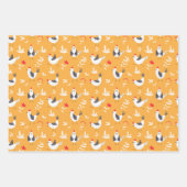 Cute Chickens Stripes Wrapping Paper Set van 3 (Voorkant)