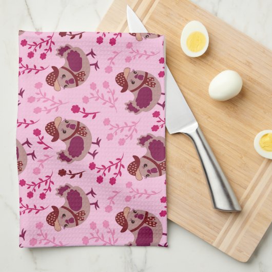 Cute Chickens Theedoek (Quarter Fold)