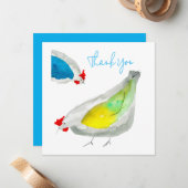 Cute chickens watercolor art notitiekaartje (Voorkant / Achterkant in situ)