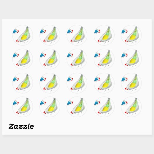Cute chickens watercolor art ronde sticker (Vel)