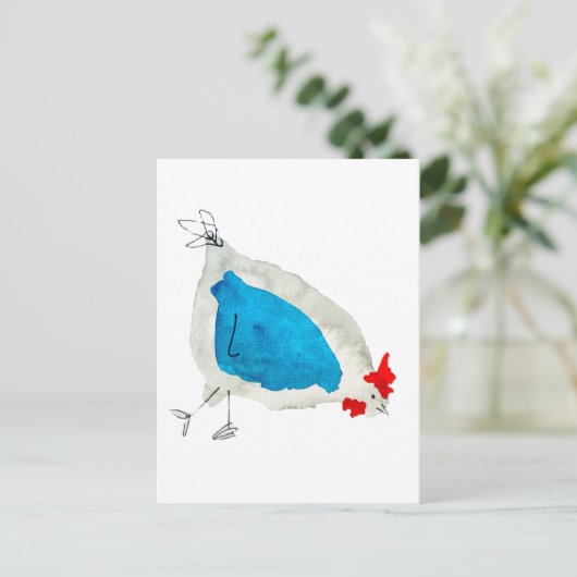 Cute chickens watercolor briefkaart (Staand voorkant)