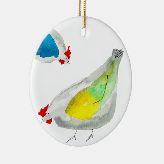 Cute chickens watercolor keramisch ornament (Rechts)