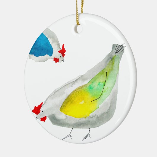 Cute chickens watercolor keramisch ornament (Links)