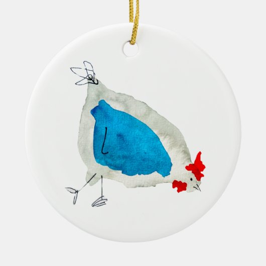 Cute chickens watercolor keramisch ornament (Voorkant)