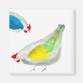 Cute chickens watercolor magneet (Voorkant)