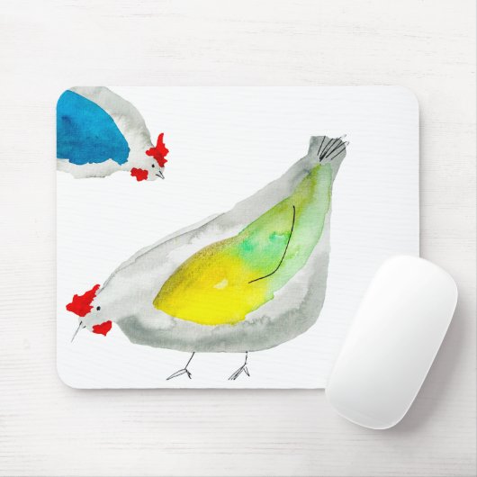 Cute chickens watercolor muismat (Met muis)