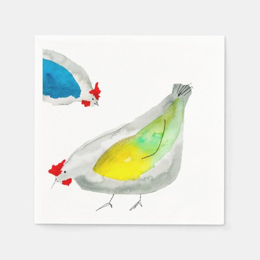 Cute chickens watercolor servet (Voorkant)