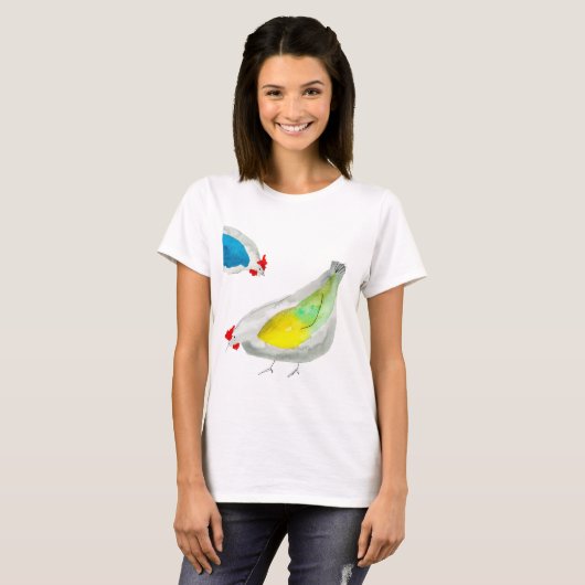 Cute chickens watercolor t-shirt (Voorkant volledig)