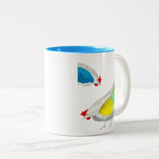 Cute chickens watercolor tweekleurige koffiemok (Voorkant rechts)