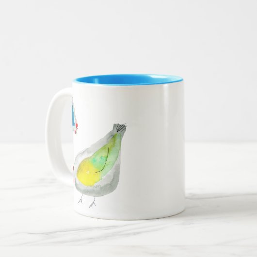 Cute chickens watercolor tweekleurige koffiemok (Voorkant links)