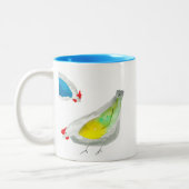 Cute chickens watercolor tweekleurige koffiemok (Links)