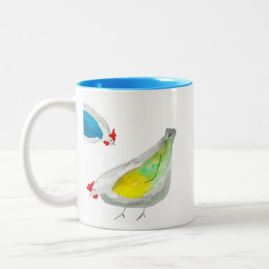 Cute chickens watercolor tweekleurige koffiemok (Links)