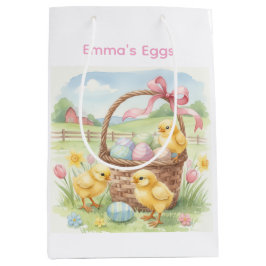 Cute chicks Easter bunny custom egg hunt bag Medium Cadeauzakje