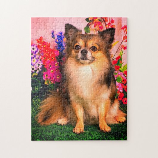 Cute Chihuahua Amid Spring Flowers Legpuzzel (Verticaal)