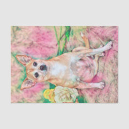 Cute Chihuahua Art Pink Green Dog Portret Tissuepapier