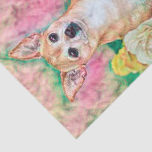 Cute Chihuahua Art Pink Green Dog Portret Tissuepapier (Detail)