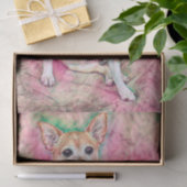 Cute Chihuahua Art Pink Green Dog Portret Tissuepapier (Geschenk)