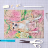 Cute Chihuahua Art Pink Green Dog Portret Tissuepapier (Craft)