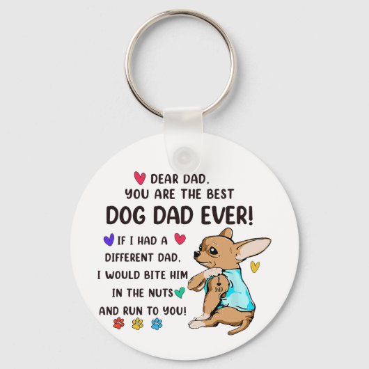 Cute Chihuahua Best Dog Dad Oover Sleutelhanger (Voorkant)