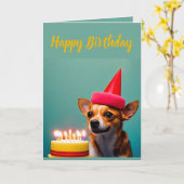 Cute Chihuahua Birthday Kaart (Gele Bloem)
