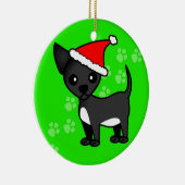 Cute Chihuahua Cartoon Santa Hat - Zwart Keramisch Ornament (Rechts)