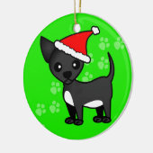 Cute Chihuahua Cartoon Santa Hat - Zwart Keramisch Ornament (Links)