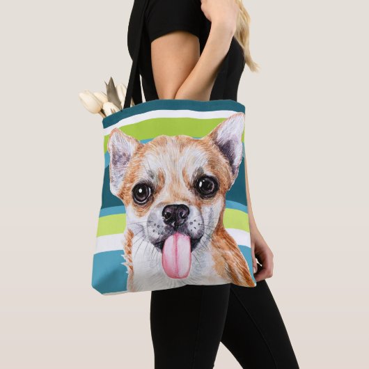 Cute Chihuahua Colorful Pattern Tote Bag (Dichtbij)