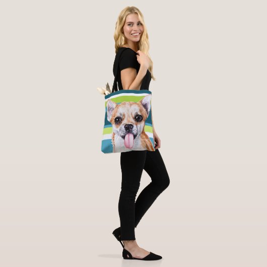 Cute Chihuahua Colorful Pattern Tote Bag (Op model)
