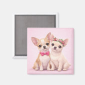 Cute Chihuahua Couple Valentine Illustration  Magneet (Voorkant / Achterkant)