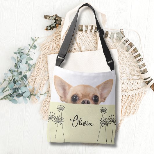 Cute Chihuahua Dandelion Personalized Crossbody Crossbody Tas