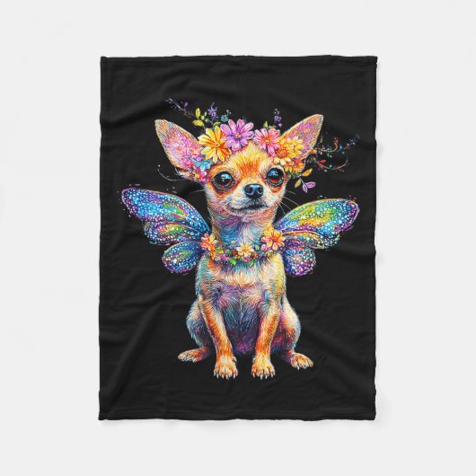 Cute Chihuahua Dog Angel With Wings Fleece Deken (Voorkant)