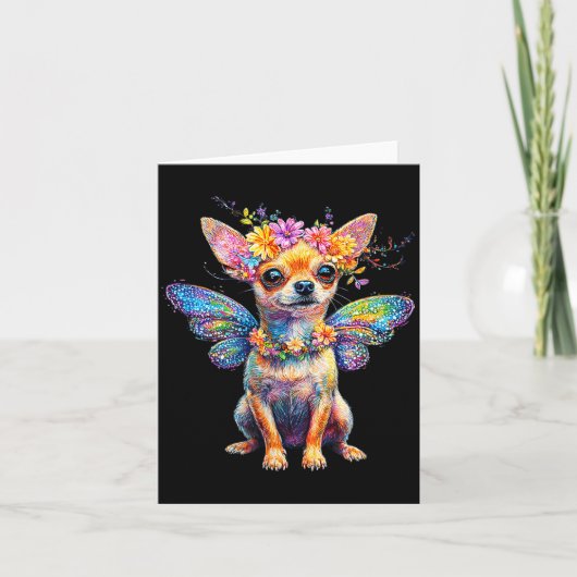 Cute Chihuahua Dog Angel With Wings  Kaart (Voorkant)
