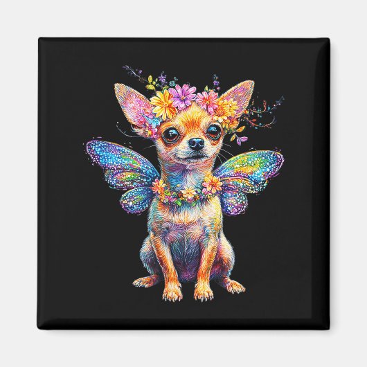 Cute Chihuahua Dog Angel With Wings  Magneet (Voorkant)