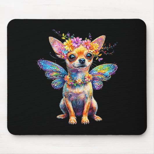 Cute Chihuahua Dog Angel With Wings  Muismat (Voorkant)