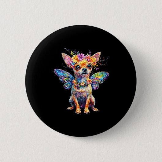 Cute Chihuahua Dog Angel With Wings  Ronde Button 5,7 Cm (Voorkant)