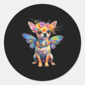 Cute Chihuahua Dog Angel With Wings Ronde Sticker (Voorkant)