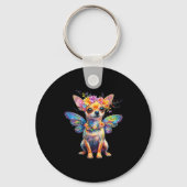 Cute Chihuahua Dog Angel With Wings  Sleutelhanger (Voorkant)