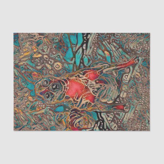 Cute Chihuahua Dog Art Blauwgroen bruin portret Tissuepapier (Voorkant)