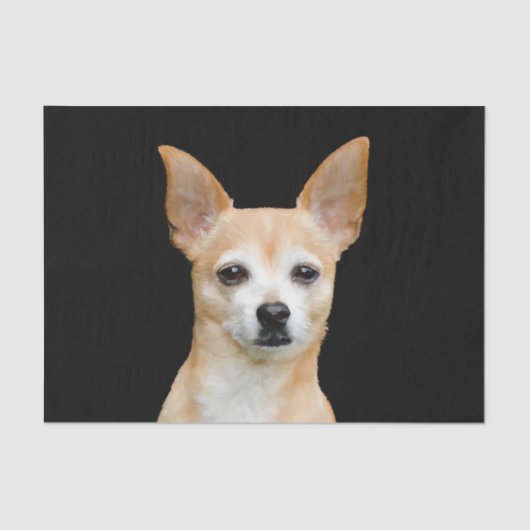 Cute Chihuahua Dog Beige Tan Black Art Portret Tissuepapier (Voorkant)