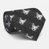 Cute Chihuahua Dog Black en White Pattern Stropdas (Opgerold)
