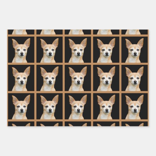 Cute Chihuahua Dog Black Tan Pattern-ontwerp Inpakpapier Vel (Voorkant 3)