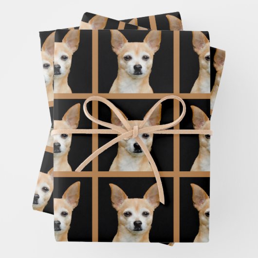 Cute Chihuahua Dog Black Tan Pattern-ontwerp Inpakpapier Vel (In situ)