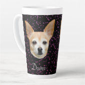 Cute Chihuahua Dog Elegant Paars Glitter Design Latte Mok (Linkerhoek)