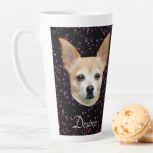 Cute Chihuahua Dog Elegant Paars Glitter Design Latte Mok