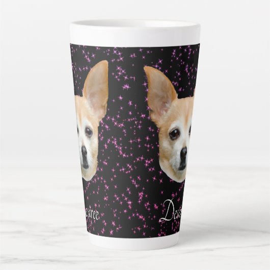 Cute Chihuahua Dog Elegant Paars Glitter Design Latte Mok (Voorkant)