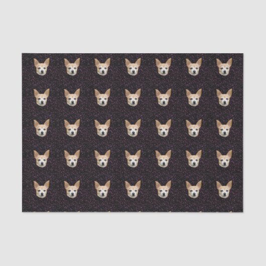 Cute Chihuahua Dog Elegant Paars Pattern Glitter Tissuepapier (Voorkant)