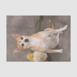 Cute Chihuahua Dog Floral Art Pet Portret Tissuepapier