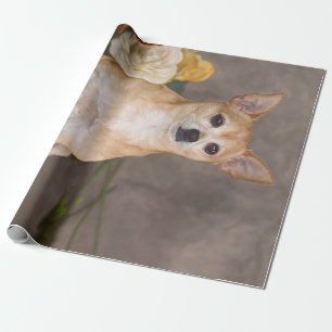 Cute Chihuahua Dog Floral Pet Portret Art Cadeaupapier