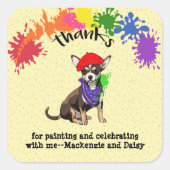 Cute Chihuahua Dog Fun Art Birthday Party    Vierkante Sticker (Voorkant)