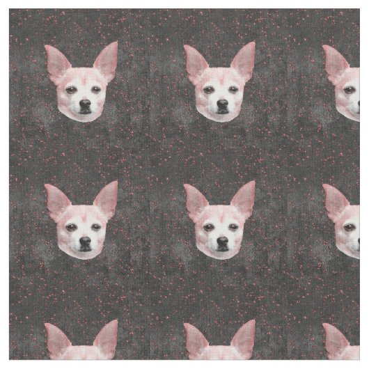 Cute Chihuahua Dog Gold Black Glitter Pattern Stof (Close Up)